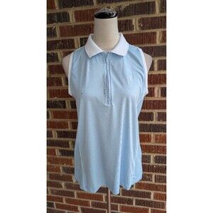 Peter Millar Women’s Sleeveless Golf Polo Blue 1/4 Zip UPF 50+ Performance Top-L